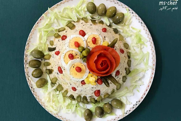 طرز تهیه سالاد الویه مرغ - salad olivieh - خانم سرآشپز - mschef