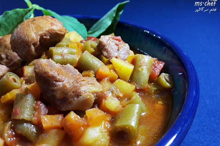 خوراک لوبیا سبز - khorak loobia sabz - خانم سرآشپز - mschef